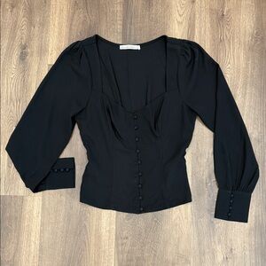 Abercrombie & Fitch Black Button-Down Blouse